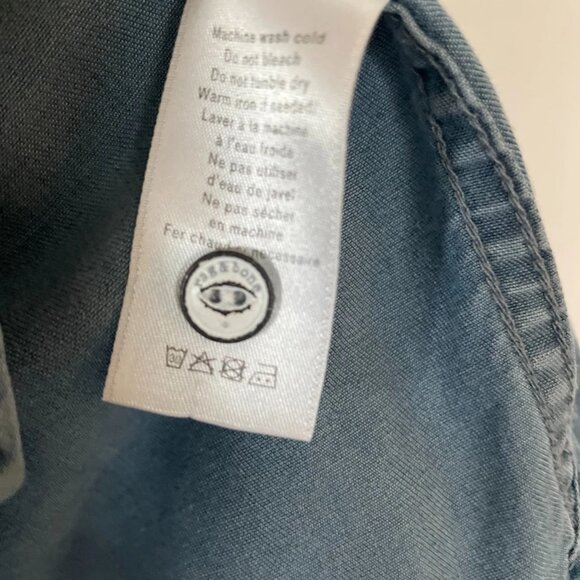 Rag & Bone Womens Light Blue Sleeveless Thread Detail Button Up Denim Shirt XS - Picture 5 of 7
